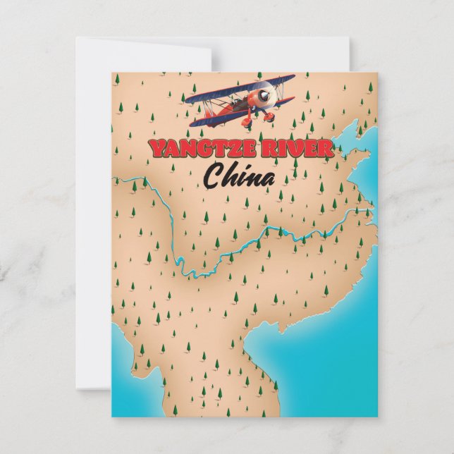 Affiche de carte du fleuve Yangtze Chine (Devant)