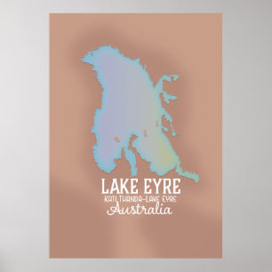 Affiche de carte du lac Eyre Australie