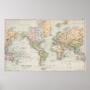 Affiche de carte du monde aux couleurs pastel vint