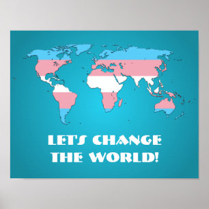 Affiche de carte du monde de fierté transgenre