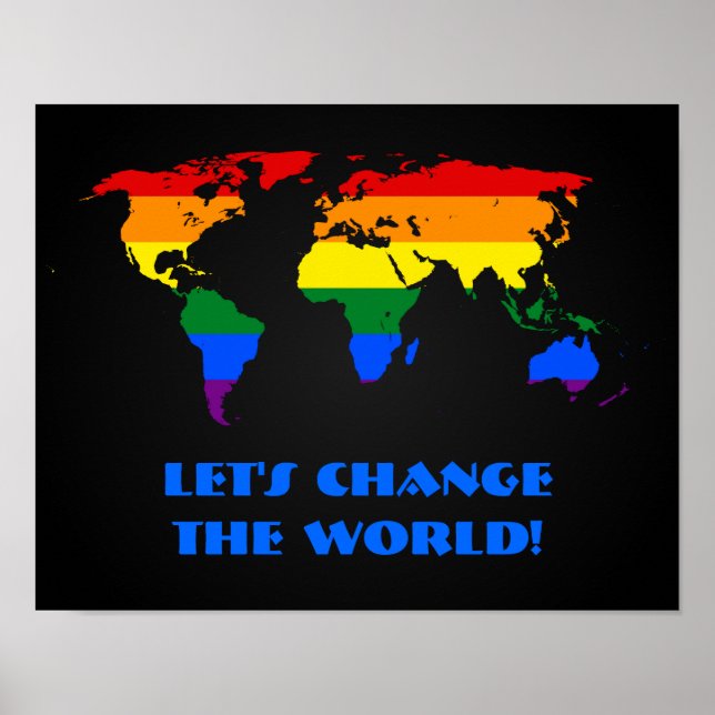 Affiche de carte du monde de la fierté arc-en-ciel (Devant)