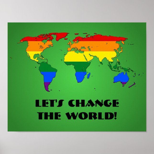 Affiche de carte du monde de la fierté arc-en-ciel (Devant)