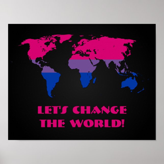 Affiche de carte du monde de la fierté bisexuelle (Devant)