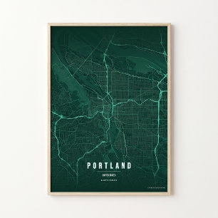 Affiche de carte émeraude de Portland impression d