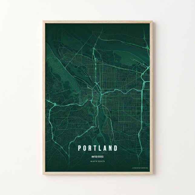 Affiche de carte émeraude de Portland impression d (Créateur téléchargé)