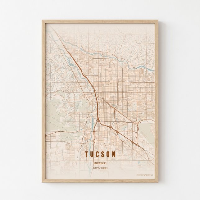 Affiche de carte en terre cuite de Tucson, cadeau  (Créateur téléchargé)