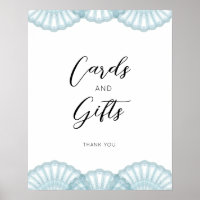 Affiche de carte et de cadeaux coquille bleue élég
