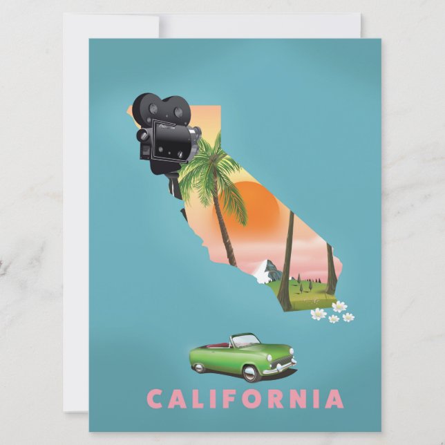Affiche de carte illustrée de Californie (Devant)