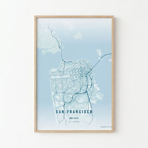Affiche de carte imprimée de l'océan de San Franci
