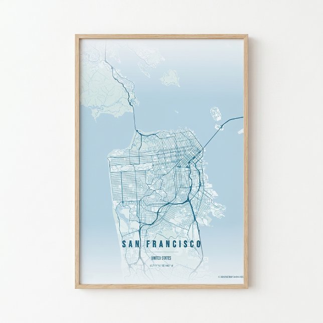 Affiche de carte imprimée de l'océan de San Franci (Créateur téléchargé)