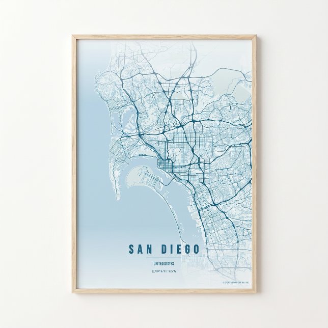 Affiche de carte océanique de San Diego, cadeau de (Créateur téléchargé)