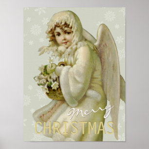 Affiche de carte vintage de l'ange CC0619 de Noël
