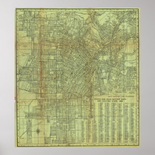 Affiche de carte vintage de Los Angeles 1920