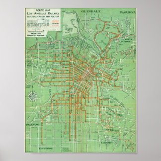 Affiche de carte vintage de Los Angeles 1935