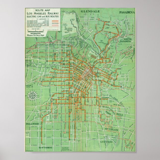 Affiche de carte vintage de Los Angeles 1935 (Devant)