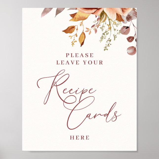Affiche de Cartes de Recette de Mariage Bohème Aut (Devant)