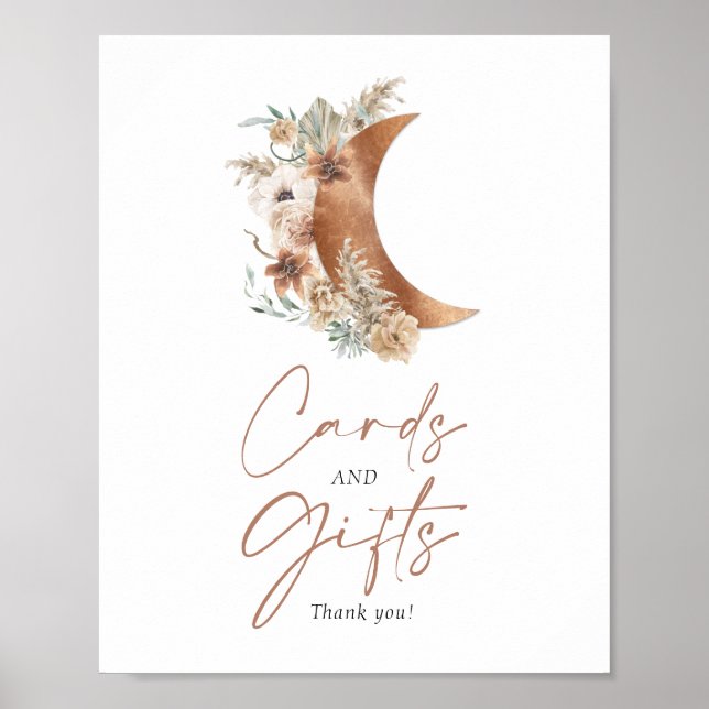 Affiche de cartes et cadeaux Boho Over the moon (Devant)