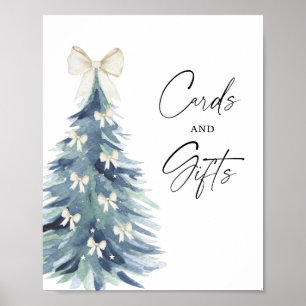 Affiche de cartes et cadeaux d'arbre élégant d'hiv