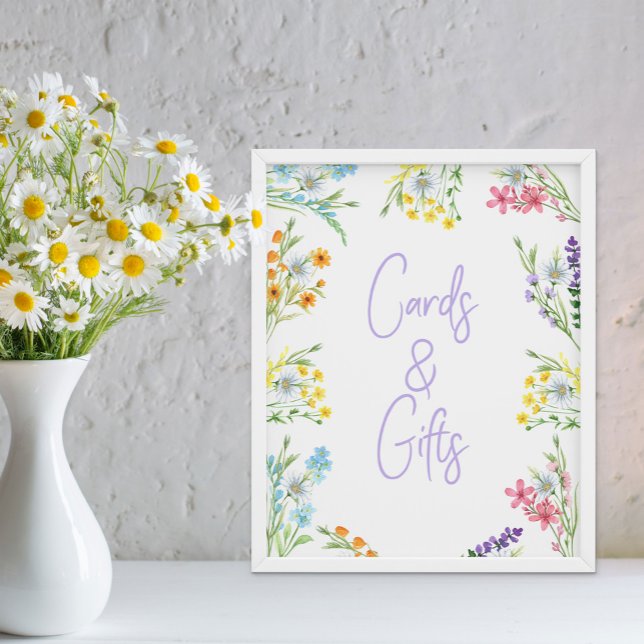 Affiche de cartes et cadeaux de prairie fleurie (Floral Cards & GIfts Table sign from my Wildflower Meadow Collection - order printed or digital file)