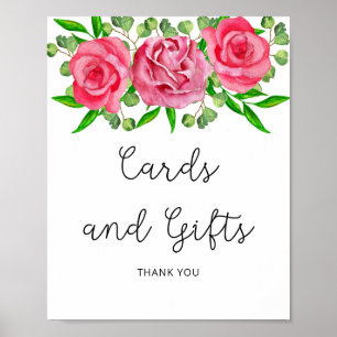 Affiche de cartes et cadeaux de roses aquarelles