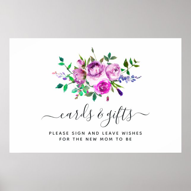 Affiche de cartes et cadeaux floraux aquarelle ros (Devant)