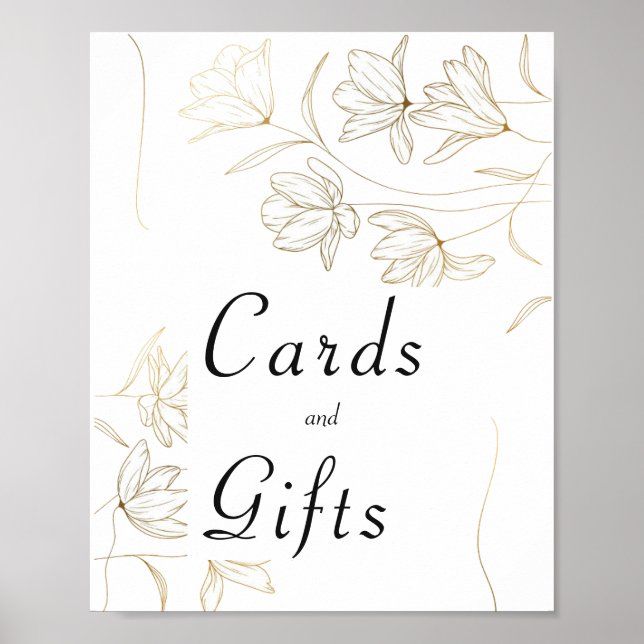 Affiche de cartes et cadeaux Gold Flower (Devant)