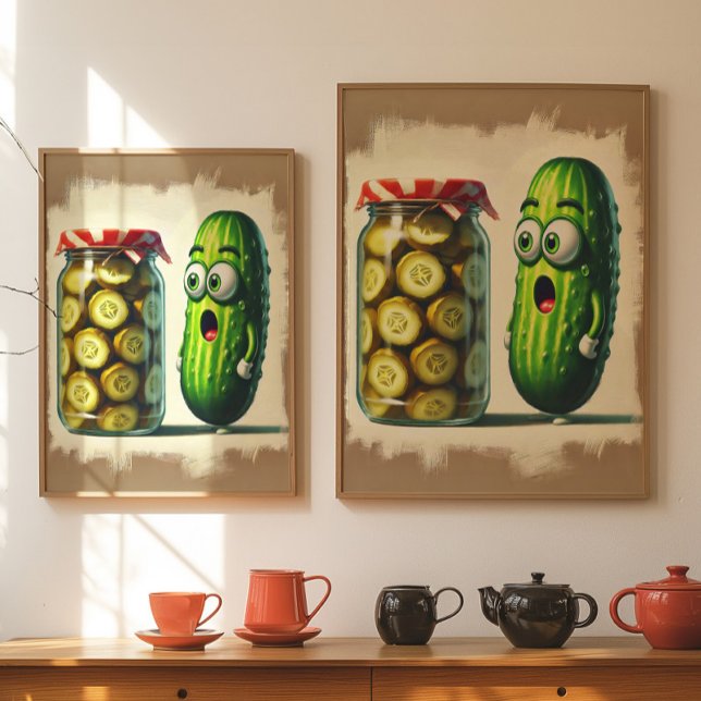 Affiche de cartoon d'art mural de pickle drôle hum (Créateur téléchargé)