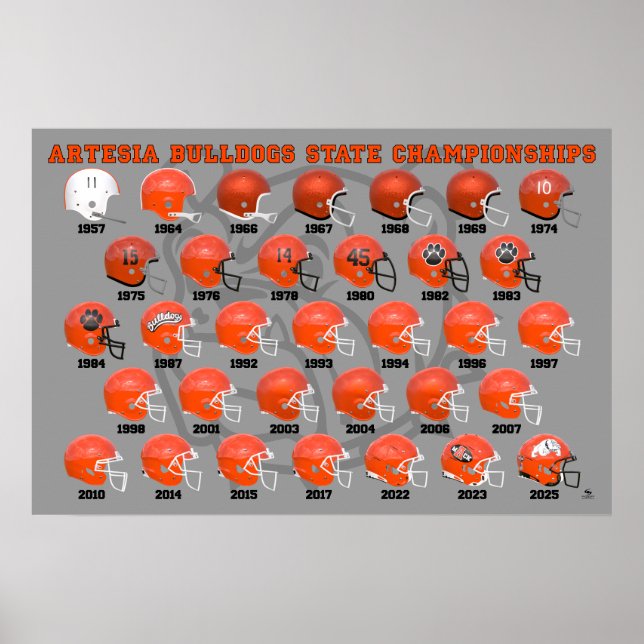 Affiche de casque des Artesia Bulldogs State Champ (Devant)