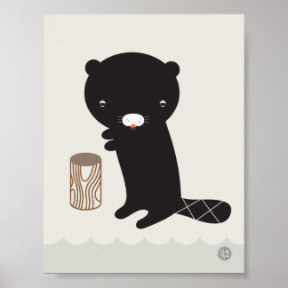 Affiche de castor pour nurserie moderne - 28 x 21,
