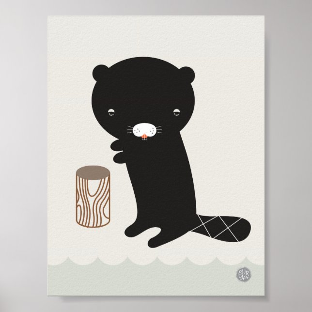 Affiche de castor pour nurserie moderne - 28 x 21, (Devant)