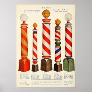 Affiche de catalogue de poteau de barbier vintage
