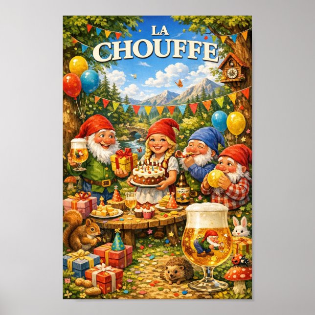 Affiche de célébration d'anniversaire de bière bel (Devant)