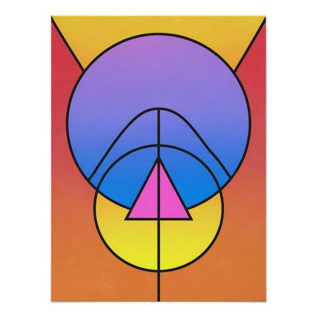 Affiche de cercles géométriques abstraits colorés (Devant)