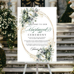 Affiche de cérémonie débranchée Boho Greenery Or