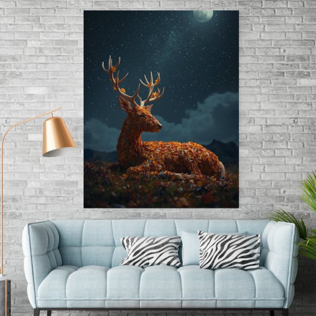 Affiche de cerf dormant sous les étoiles en feuill (Créateur téléchargé)