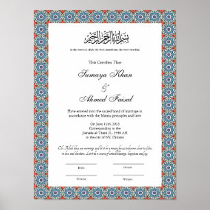 affiche de certificat de style islamique nikkah
