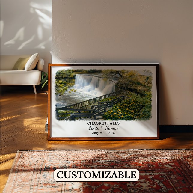 Affiche de Chagrin Falls Ohio, Aquarelle, Sur mesu (Créateur téléchargé)
