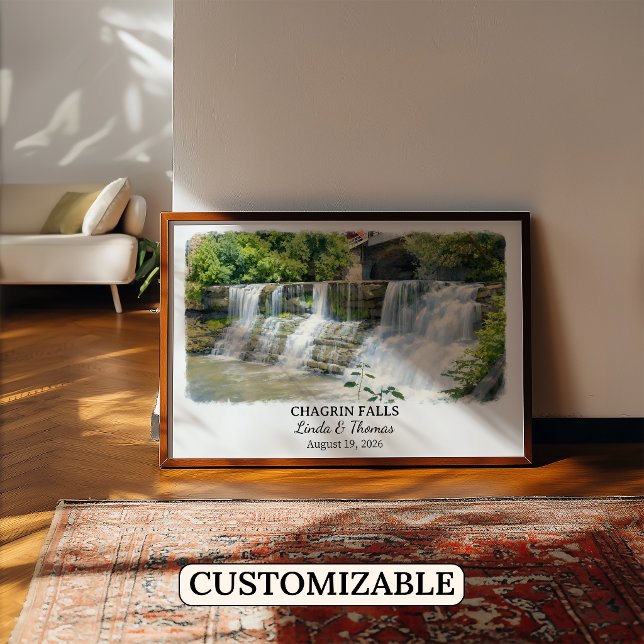Affiche de Chagrin Falls Ohio, Aquarelle, Sur mesu (Créateur téléchargé)