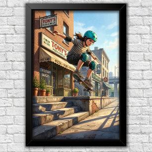 Affiche de chambre à coucher de skateboard urbain