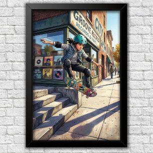 Affiche de chambre à coucher de skateboard urbain