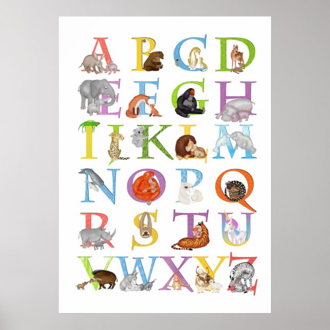 Affiche de chambre d'enfant et de nursery Animal A (Devant)