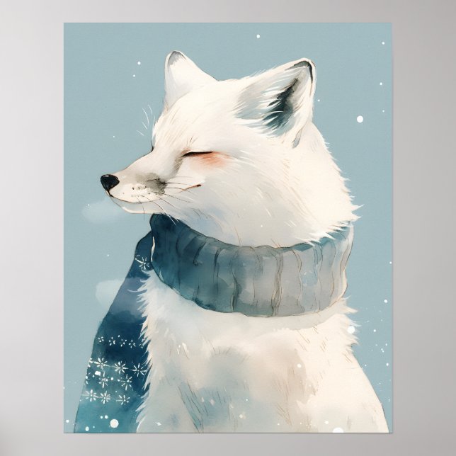Affiche de chambre d'enfant renard arctique cosy I (Devant)