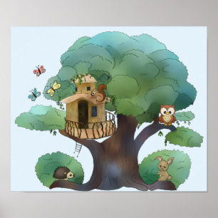 Affiche de chambre d'enfants maison d'arbre