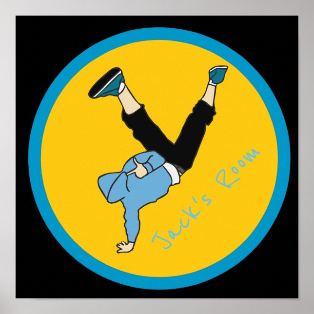 Affiche de chambre du nom de l'enfant avec danse H (Devant)