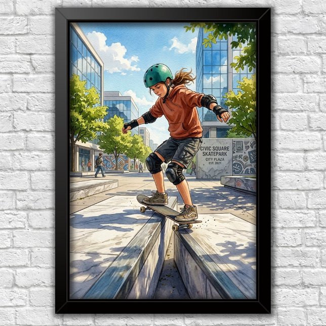 Affiche de chambre murale de skateboard urbain mod (Créateur téléchargé)