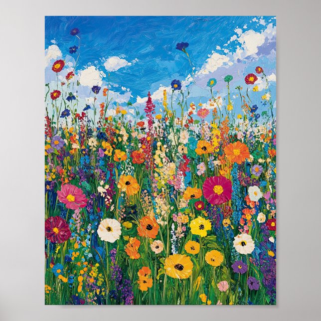 Affiche de champ de fleurs sauvages vibrant impres (Devant)