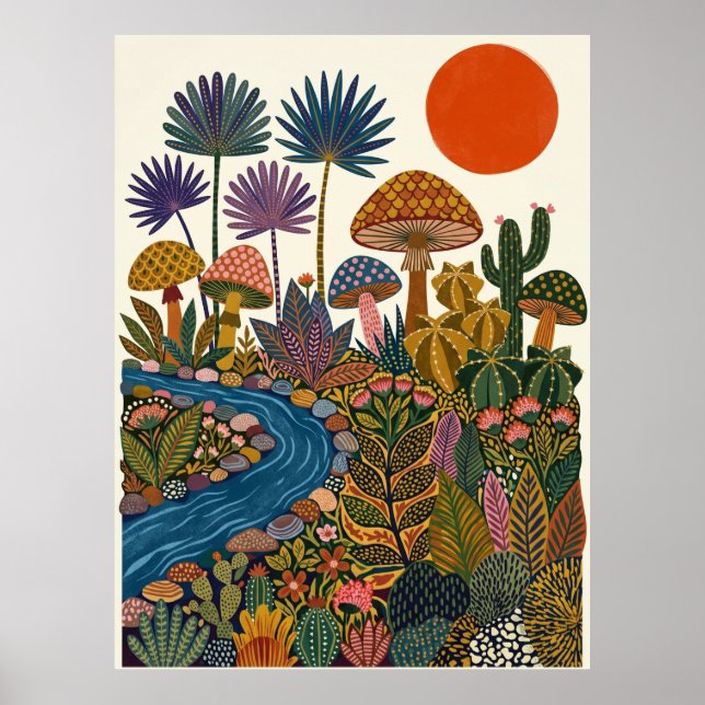 Affiche de champignon de cactus de rivière de dése (Devant)