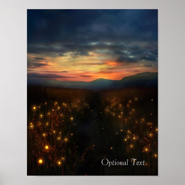 Affiche de champs de coucher de soleil personnalis (Devant)