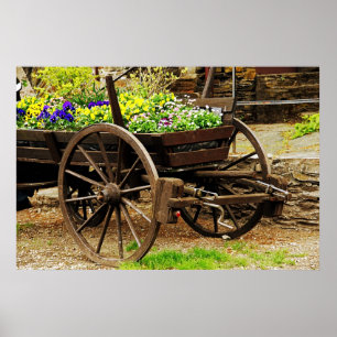 Affiche de chariot de fleurs