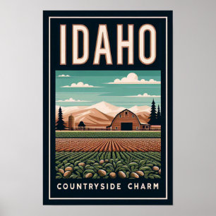 Affiche de charme de la campagne vintage de l'Idah
